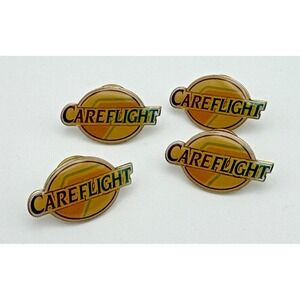 4 Vtg CareFlight Airplane Helicopter Enamel Lapel Pin Medical Air Ambulance